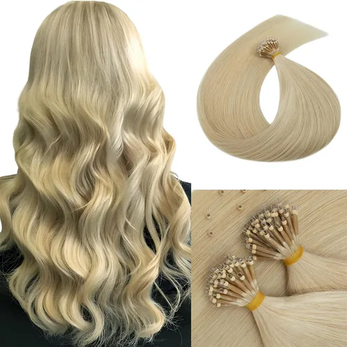 Vista 28 de Microlink - Extensiones de cabello humano con punta en U de 14 pulgadas, extensiones de cabello humano real, rubio ceniza, mezcla de rubio