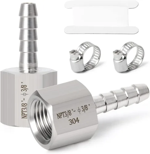 Vista 97 de TAISHER 2 piezas de forja de acero inoxidable 304 de accesorios de manguera de aire, accesorios de púas de manguera de 1/4 pulgadas x 1/2 pulgadas