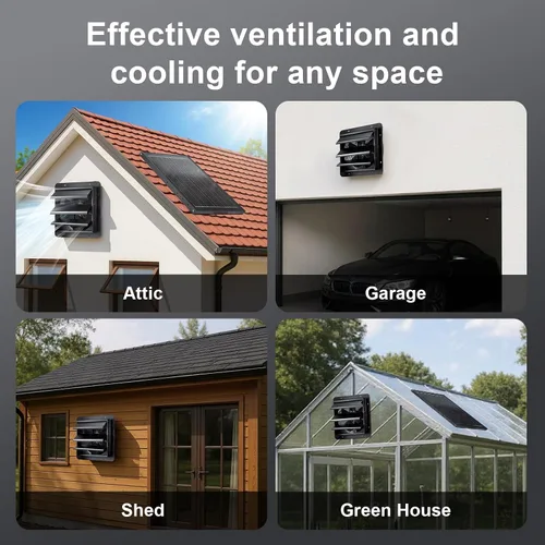 Vista 6 de GROWNEER Extractor de energía solar, panel solar de 30 W+ventiladores solares de alta velocidad de 12 pulgadas con adaptador de corriente