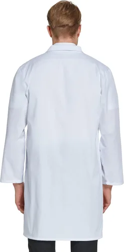Vista 5 de VOGRYE Abrigo de laboratorio profesional para hombres y mujeres, de manga larga, color blanco, unisex