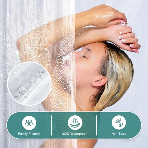 Vista 5 de AmazerBath Cortina de ducha resistente para cabina de 12 calibre, 36 x 72 pulgadas de plástico transparente con peso, con 2 piedras pesadas y 6