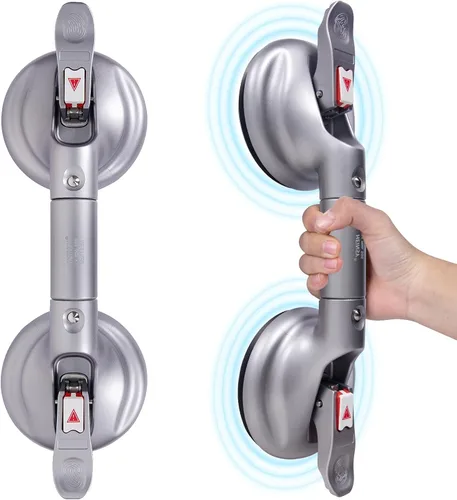 Barra de agarre de ducha de 15 pulgadas con ventosa, asa de ducha portátil con ventosa, asa de bañera con ventosa fuerte y liberación rápida para el