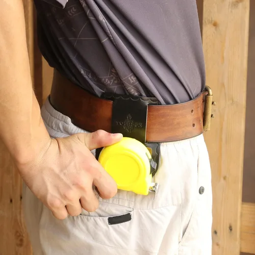 Vista 8 de TOURBON Soporte de cinta métrica de cuero para cinturón (paquete de 2 piezas) (negro)