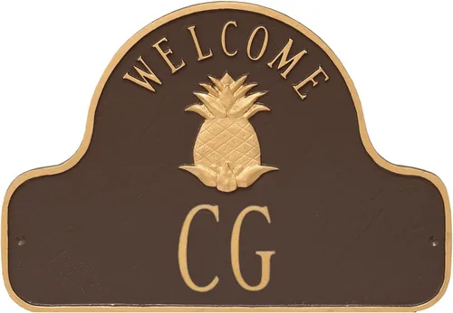 Vista 21 de Montague - Placa de metal con diseño de piña, 11 x 16 pulgadas, cobre antiguo/cobre