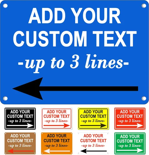 Vista 12 de Letrero personalizado con flecha de 10 x 7 pulgadas, letrero de flecha de metal impermeable para exteriores personalizado, para direcciones