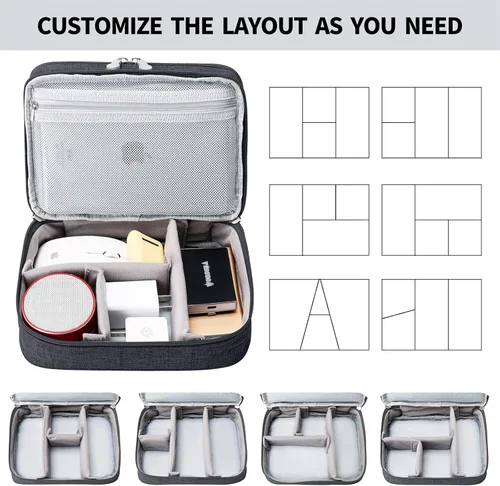 Vista 4 de Lanola Bolsa organizadora de cables de viaje, funda de accesorios electrónicos, bolsa de almacenamiento portátil de doble capa para cable, teléfono