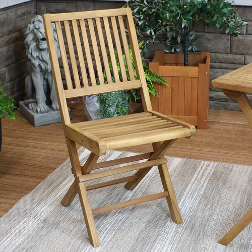 Vista 5 de Sunnydaze - Sillas plegables de madera de teca para exteriores, 37 pulgadas