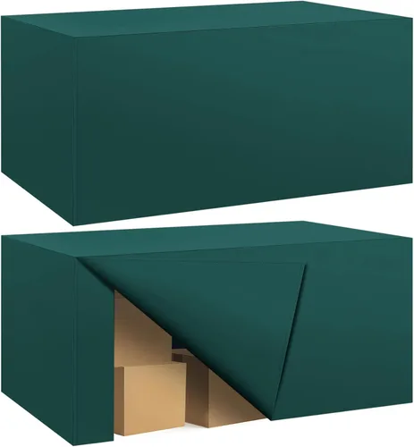 Vista 66 de Paquete de 2 manteles ajustados para mesa rectangular de 4 pies, 48 x 24 pulgadas, cubiertas de mesa verde manzana, tela de poliéster resistente al