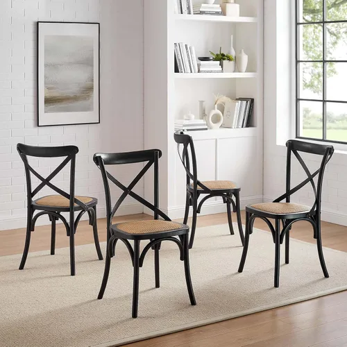 Vista 2 de Modway Gear - Sillas de comedor rústicas y modernas de madera de olmo de madera de olmo, Negro