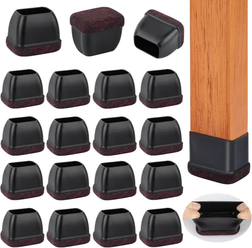 Vista 14 de 32 piezas de protectores de suelo para patas de silla cuadradas, protectores de patas de silla de silicona para suelos de madera dura, tapas