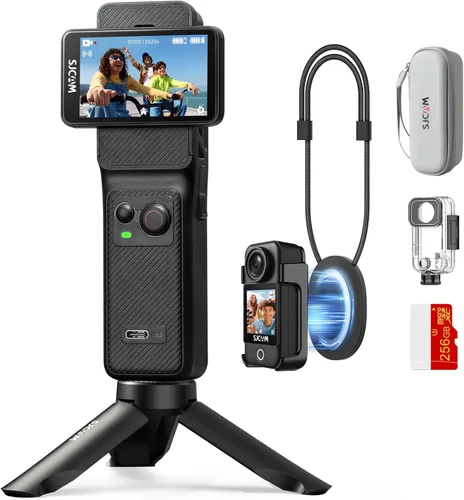 Vista 12 de SJCAM Combo de vlogging C400, cámara de mano de bolsillo 4K, uso de energía 7H, cámara de acción estabilizadora de 6 ejes, pantalla táctil de 2.29