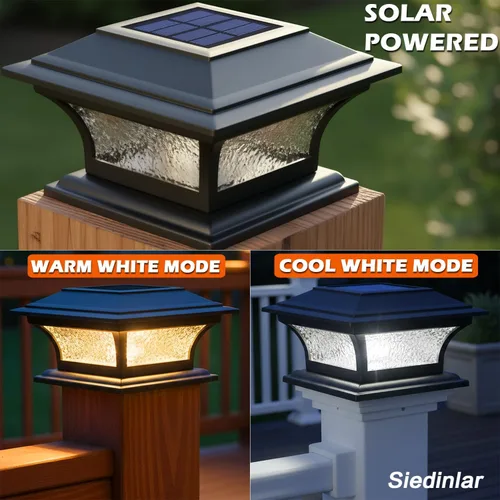 Vista 2 de SIEDiNLAR Luces solares de poste de vidrio para exteriores, luz LED para cerca, 2 modos para postes de 4 x 4, 5 x 5, 6 x 6 pulgadas, decoración