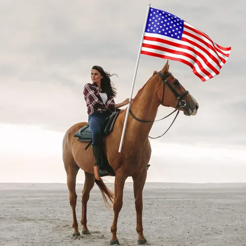 Vista 5 de Woanger 2 Pcs Flag Carrier with Stirrup Flag Boot for Horse Artificial Leather Saddles Holder Accessories for Horse Training, 7 x 2.2 Inch, Brown