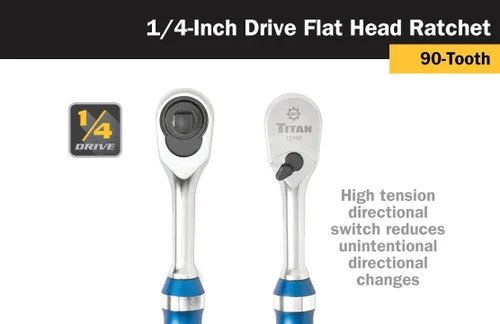 Vista 4 de Titan 12160 Trinquete de cabeza plana de 90 dientes de 1/4 pulgadas x 6 pulgadas
