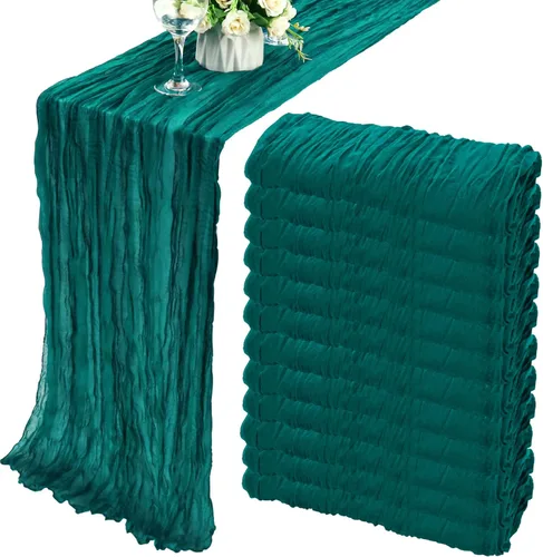 Vista 31 de Pack de 12 caminos de mesa de estopilla de 35x72 pulgadas, bohemio, de gasa, rústico, tela de queso, camino de mesa largo romántico para boda