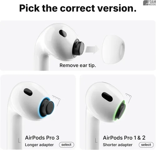 Vista 2 de Almohadillas de espuma viscoelástica Foam Masters para AirPods Pro 1ª y 2ª generación Cómodas Seguras Mejor cancelación de ruido Reemplazo