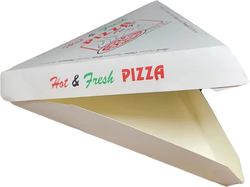 Caja de rebanada de pizza individual con impresión de 4 colores Hot & Fresh Pizza 9.25 x 9 x 1.68 pulgadas. Caja de 400 unidades