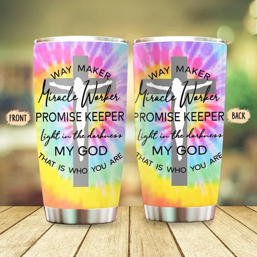 Vista 2 de Waymaker Miracle Worker Promise Keeper My God Bible - Vaso cristiano para mujeres, mamá, esposa, regalos de Navidad, regalos de cumpleaños