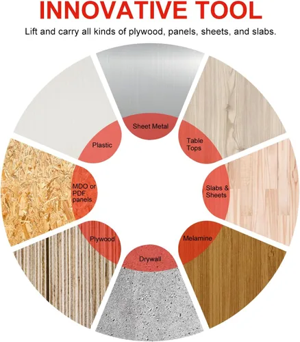 Vista 6 de Newdeli Portador de Madera Contrachapada Profesional Portador de Paneles Herramienta de Transporte de Paneles de Yeso Herramienta de Levantamiento
