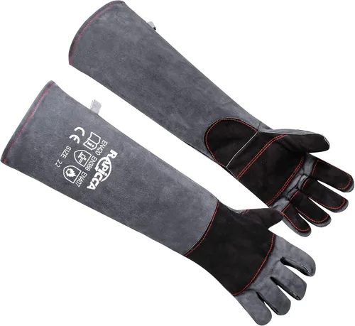 Vista 10 de RAPICCA Guantes de manejo de animales, a prueba de mordeduras, doble acolchado reforzado de cuero, para perro, gato, gato, manejo de pájaros