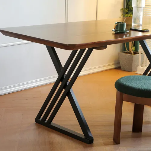 Vista 3 de Juego de 2 patas de mesa de metal, forma triangular, industrial/moderna, resistentes, para mesa de comedor (28.3 pies de alto, 23.6 pies de ancho)