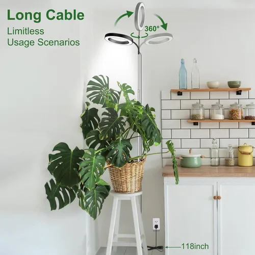 Vista 7 de Wolezek Luces de Crecimiento para Plantas de Interior de Espectro Completo, 80 LEDs de 3 Colores Luz de Crecimiento, 65 pulgadas Luces de Plantas