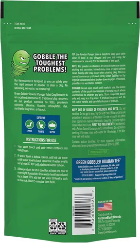 Vista 2 de Green Gobbler POWDER PLUNGER - Removedor de obstrucciones para inodoro, paquete de 2 unidades, peso neto de 16.5 onzas