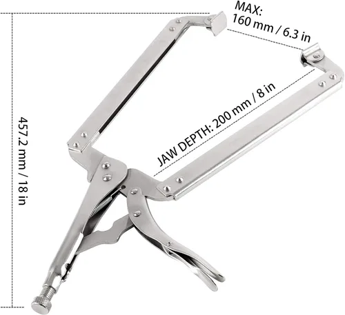 Vista 2 de HOZEON 3 alicates de soldadura con abrazadera C de 18 pulgadas con almohadillas giratorias, alicates de bloqueo resistentes, juego de abrazaderas