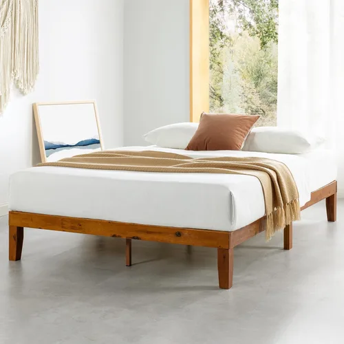 Vista 11 de Mellow Naturalista Classic - Cama de plataforma de madera maciza de 12 pulgadas con listones de madera, no necesita somier, fácil montaje