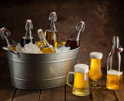 Vista 2 de Botellas de vidrio transparentes con tapa abatible y tapas, 33.75 onzas, botellas de agua de vidrio herméticas con tapa abatible, ideales