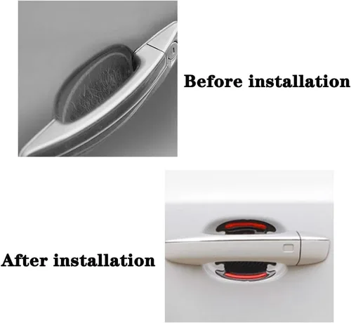 Vista 2 de 8pcs Universal 3D Carbon Fiber Car Door Handle Paint Scratch Protector Sticker Auto Door Handle Scratch Cover Guard Protective Film Car Outdoor