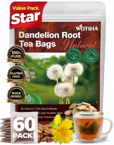 Vista 2 de WOTIHA Té natural de hoja de diente de león de 4.4 onzas – Corte y tamizado de hojas sueltas premium – Apoya la función hepática saludable