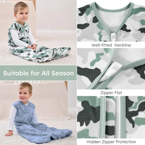 Vista 5 de Yoofoss Saco de dormir para bebé de 0 a 6 meses, manta para bebés 100% algodón orgánico, cremallera de 2 vías, TOG 0.5, saco de dormir para niños