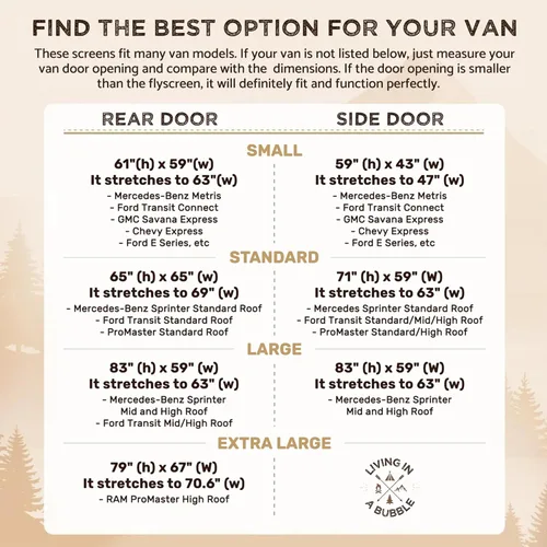 Vista 2 de Living in a Bubble Van Bug Screen for Mercedes-Benz Sprinter Mid/High Roof and Other Campervans, Universal Size Sliding Door Flyscreen Mosquito Net