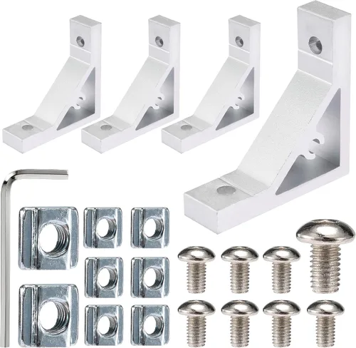 Vista 14 de BELLA BAYS 20 Series 20 juegos de conectores interiores plateados en forma de L, conector de esquina oculta, accesorios de extrusión de aluminio