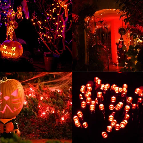 Vista 2 de Twinkle Star Guirnalda de 200 luces LED de 66 pies, luces de decoración de Halloween con 8 modos de iluminación, mini tira de luces enchufables