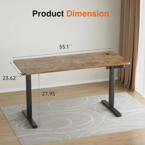 Vista 3 de Furmax Escritorio eléctrico de pie, escritorio ajustable de altura de 55 x 24 pulgadas con ruedas extraíbles, escritorio para computadora de oficina