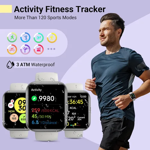 Vista 4 de Reloj inteligente para mujer, compatible con Android y iPhone, reloj de seguimiento de actividad física de 1.8 pulgadas con Alexa, alertas de Rosa