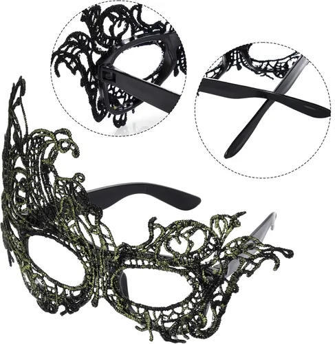 Vista 3 de cnomg 4 máscaras de encaje para mujer, máscara veneciana de Mardi Gras para mujer, máscara de baile de máscaras para mujer, juego de máscaras