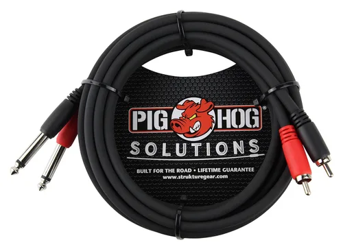 Vista 5 de Pig Hog PD-R1403 Cable dual RCA (macho) a doble mono de 1/4 pulgadas (macho), 3 pies