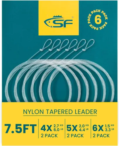 Vista 76 de SF Líder Cónico Pre-Atado con Lazo para Pesca con Mosca de Nailon Transparente para Trucha de Agua Dulce y Salada Bonefish Permit Lubina Salmón