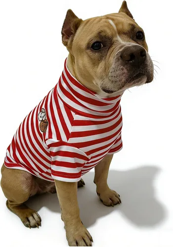 Vista 12 de Camisas de cuello alto para perros grandes, camiseta a rayas, cómoda camisa elástica para cachorros, suéter cálido para mascotas, ropa para razas