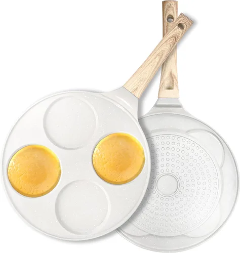 Vista 8 de Sartén antiadherente para hotcakes con diseño de parrilla de 7 moldes, mini fabricante de hotcakes con revestimiento libre de PFOA - Negro