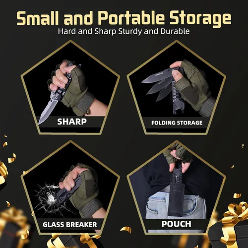 Vista 7 de Regalos de multiherramienta para hombres, rellenos de calcetines de Navidad para papá de hija e hijo, cuchillo multiherramienta 17 en 1 EDC,