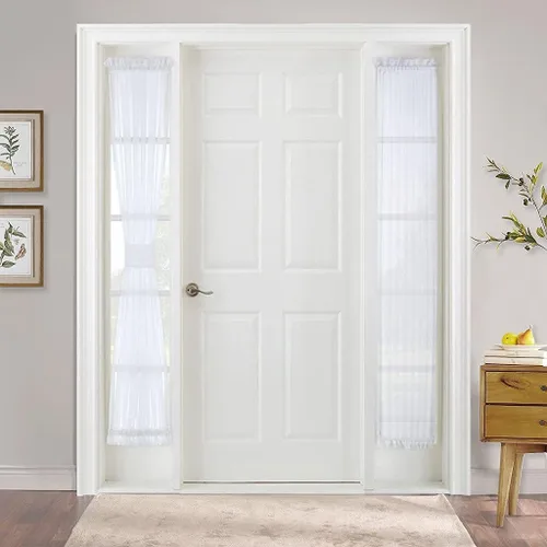 Vista 6 de PONY DANCE Juego de cortinas de ventana para puerta con cortina blanca transparente para puerta.
