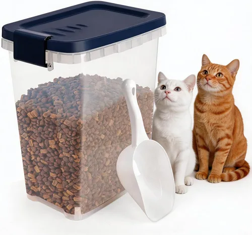 Vista 10 de Contenedor de almacenamiento de alimentos para perros de 5 a 10 libras con cuchara, recipiente hermético para alimentos para gatos, con cierre