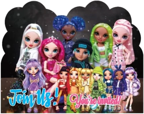 Vista 3 de 20 invitaciones de fiesta de cumpleaños de arco iris, invitaciones de arco iris, suministros de fiesta de cumpleaños (invitaciones 1)