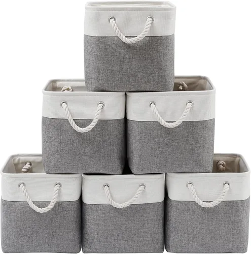 Vista 7 de Fabric Storage Cubes, 11 inch cube storage bin with Handles, 11x11cube storage organizer bins, Collapsible Storage Bins for Shelves and Home, Cubby