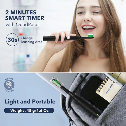 Vista 5 de ARISSON Cepillo de dientes eléctrico Sonic para adultos y niños con 4 cabezales de cepillo, carga rápida tipo C, cepillo de dientes para dentaduras