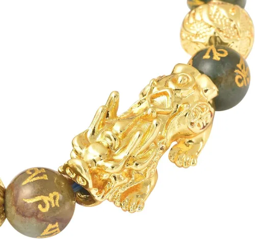 Vista 6 de Feng Shui Wealth Bracelet Beads Stretchable Good Luck Bracelet Dragon 6.50" Ágata